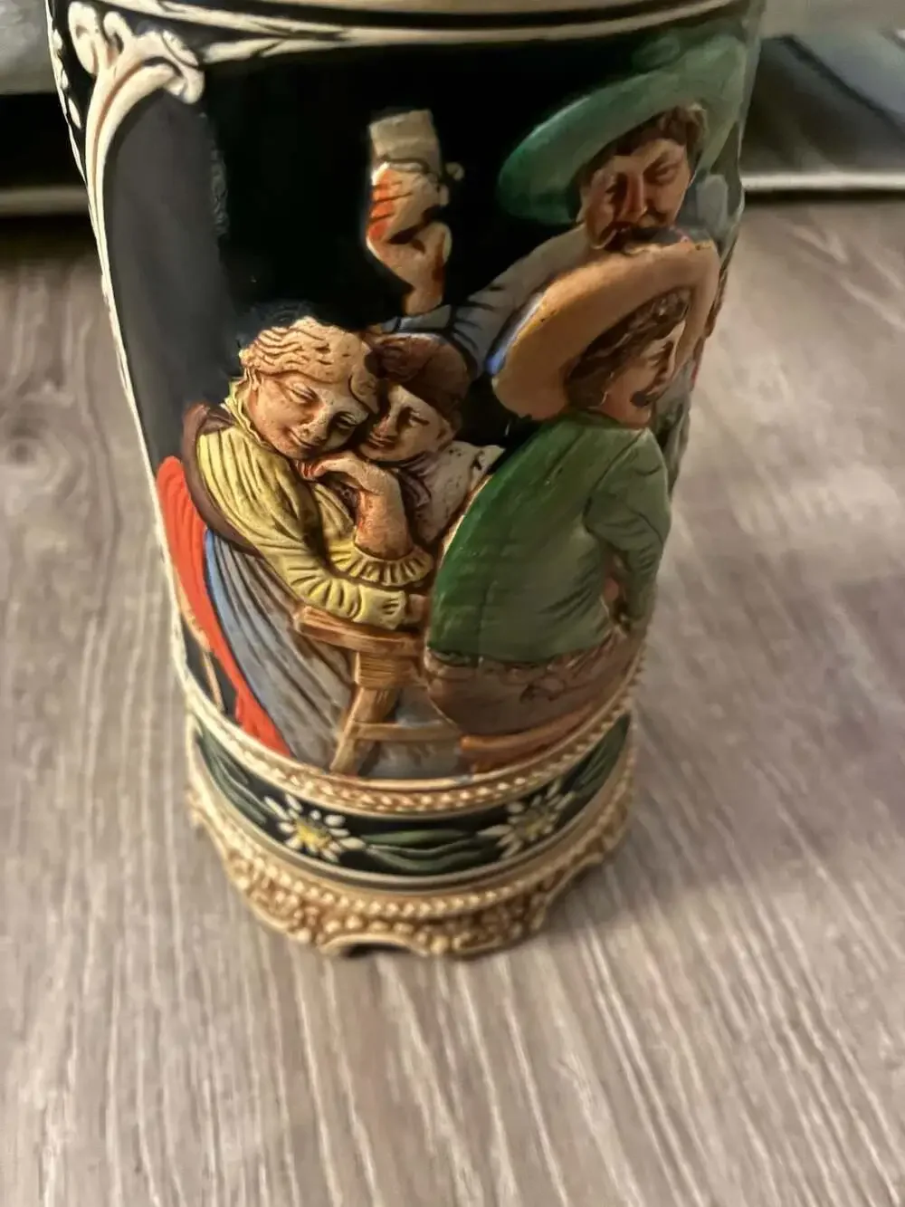 Vintage German Musical Box Souvenir Lidded Beer Stein Famous Cities of Germany